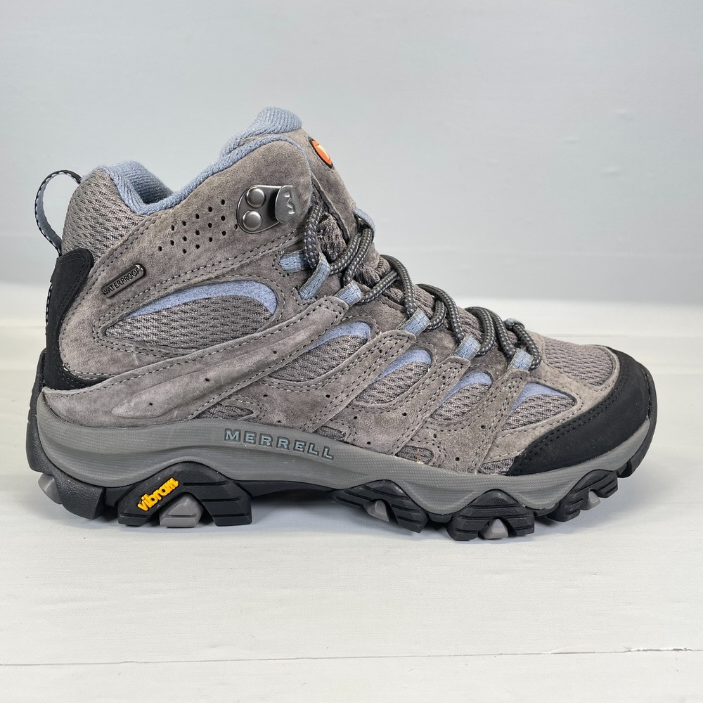 Merrell Moab 3 Waterproof Trail Hiking Shoes Womens Size 8 Gray Suede Sneakers